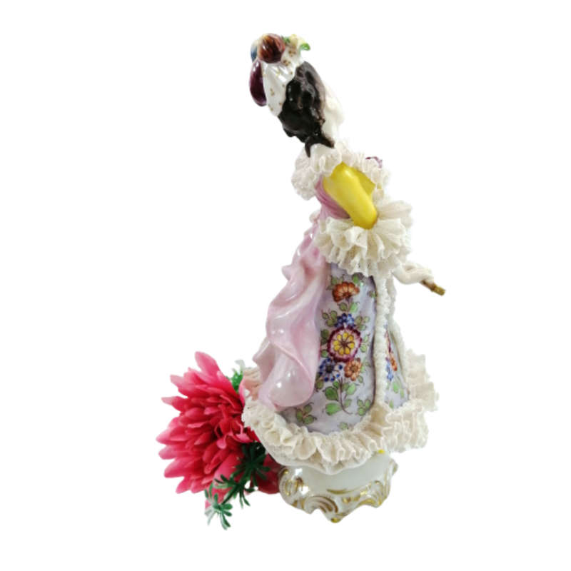 Antique Dresden Germany Volkstedt Lace Porcelain Figurine