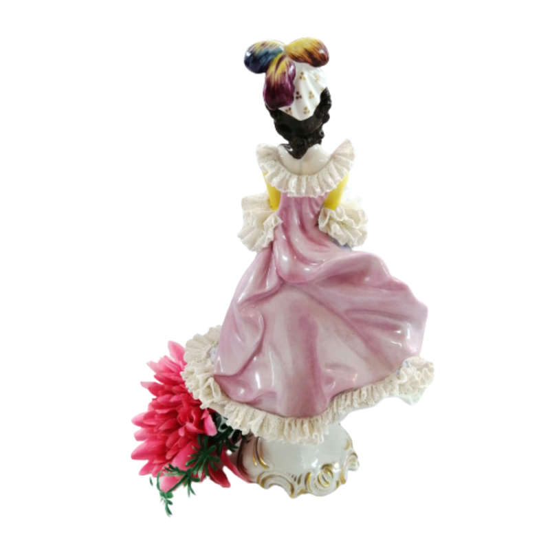 Antique Dresden Germany Volkstedt Lace Porcelain Figurine
