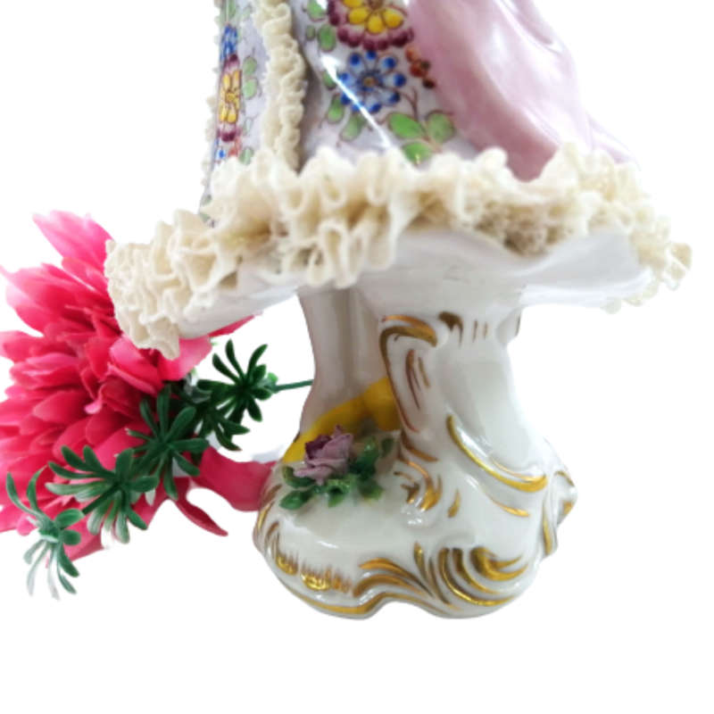 Antique Dresden Germany Volkstedt Lace Porcelain Figurine