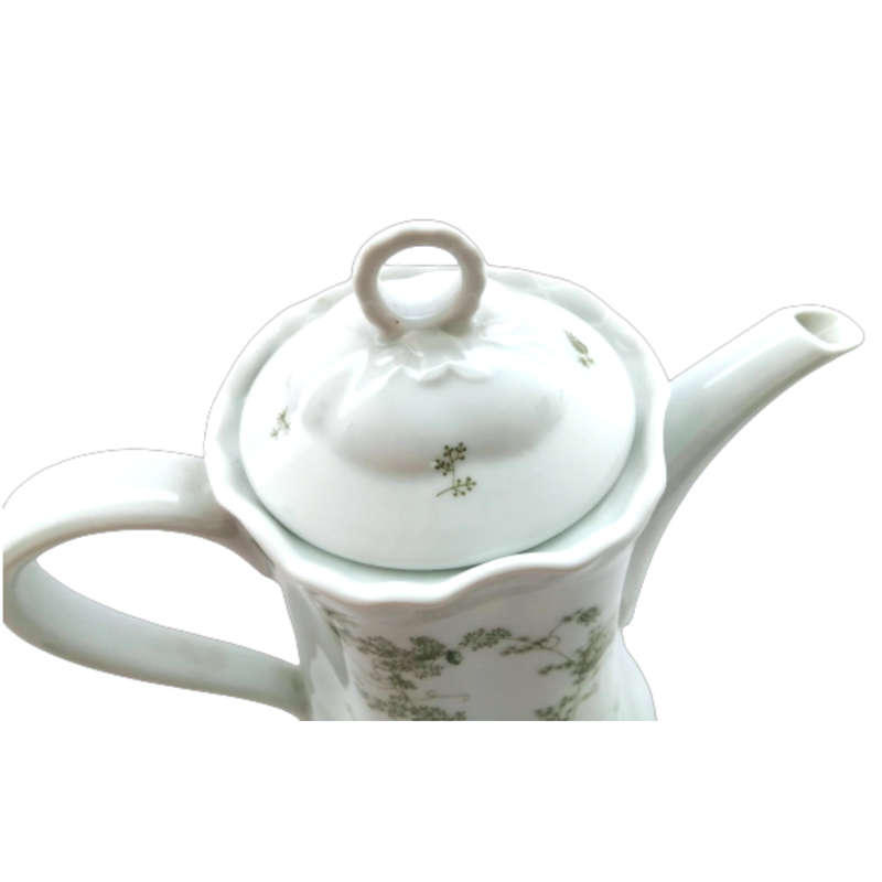 Hutschenreuther Vintage German White with Green Flowers Coffee Pot