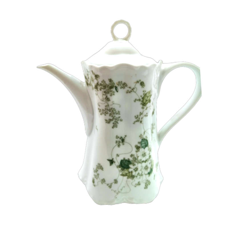 Hutschenreuther Vintage German White with Green Flowers Coffee Pot