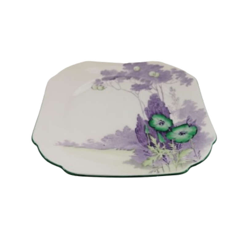 Shelley Fine Bone China Purple Hand Painted Tree And Flowers Plate