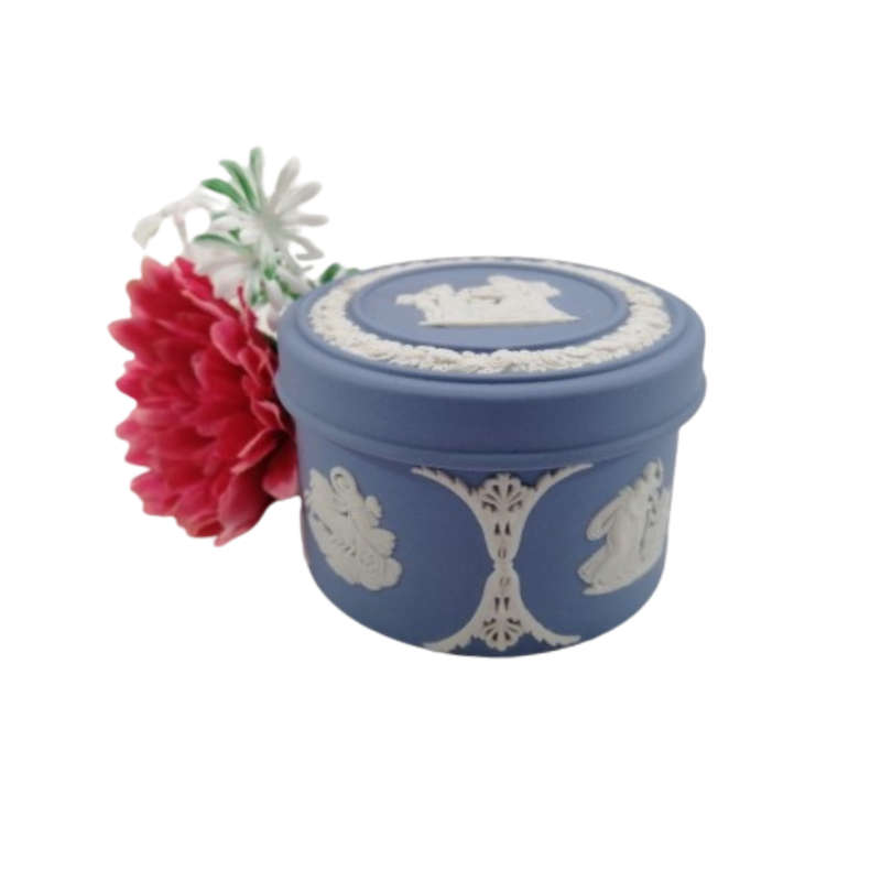 Wedgwood Jasper Blue Round Trinket Dish with Lid