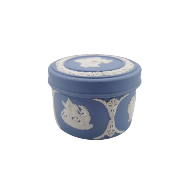 Wedgwood Jasper Blue Round Trinket Dish with Lid