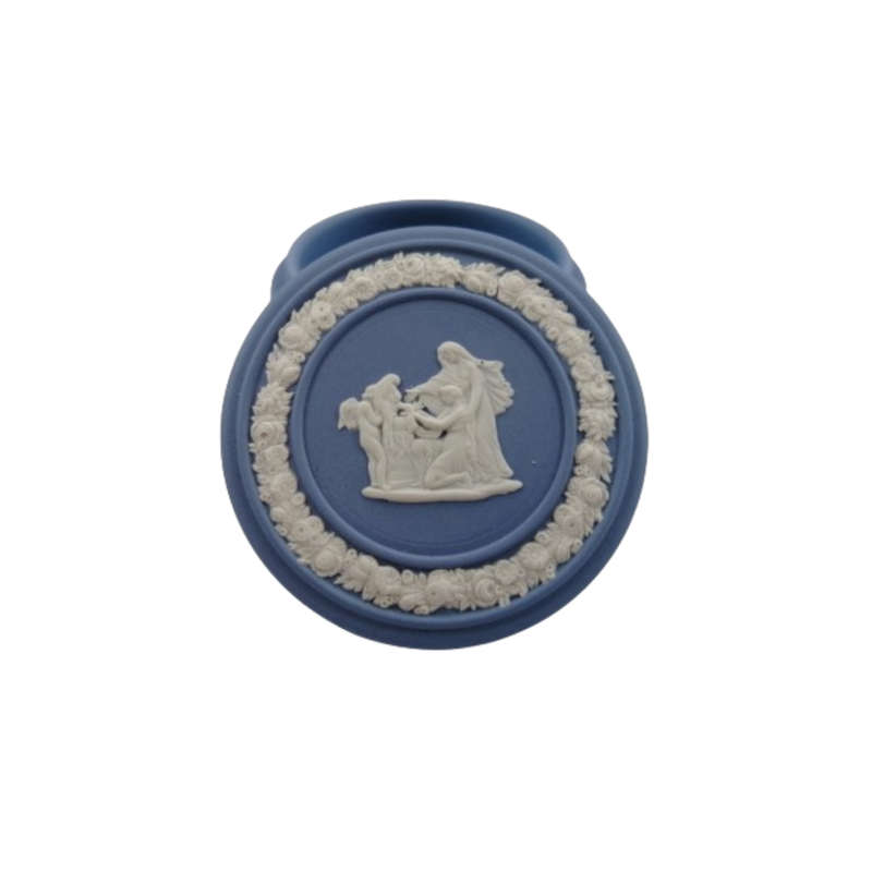 Wedgwood Jasper Blue Round Trinket Dish with Lid