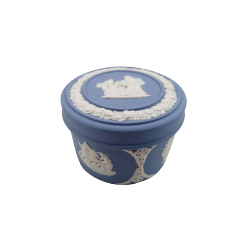 Wedgwood Jasper Blue Round Trinket Dish with Lid