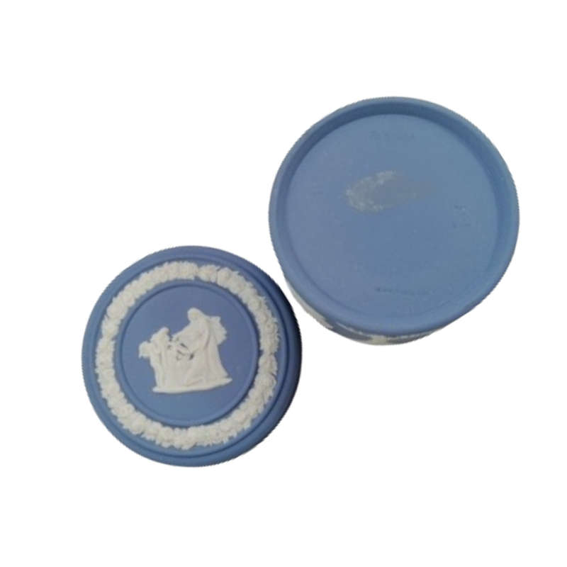 Wedgwood Jasper Blue Round Trinket Dish with Lid