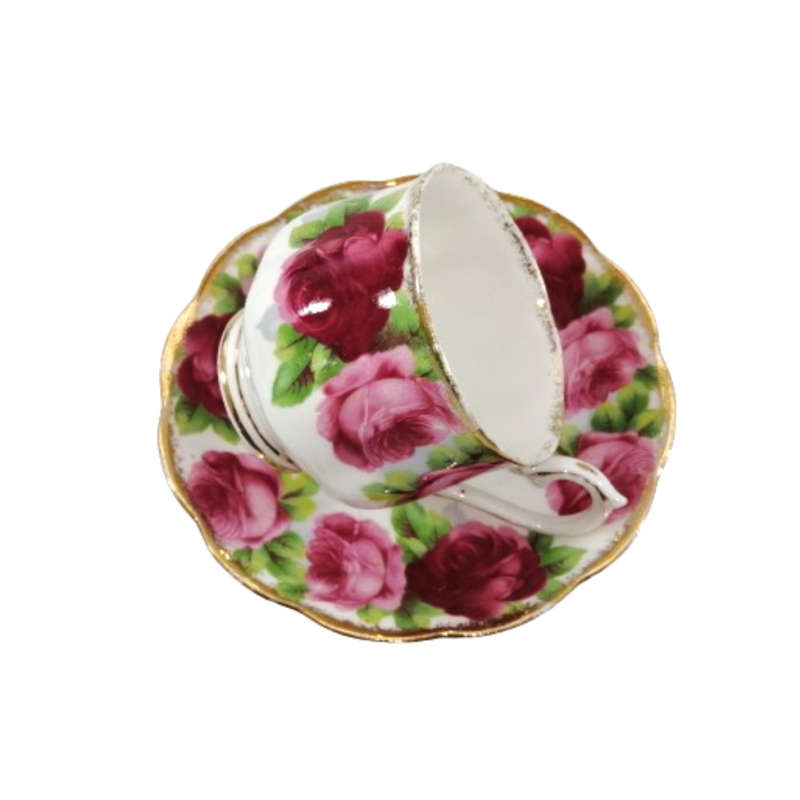 Royal Albert Old English Rose Cup and Saucer Duo