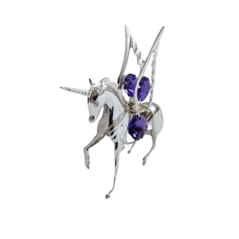 Silver Mythical Unicorn Ornament with Violet Swarovski®