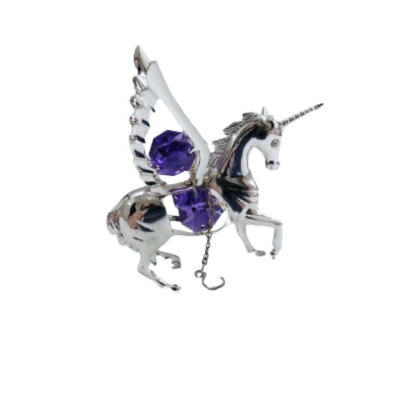 Silver Mythical Unicorn Ornament with Violet Swarovski®