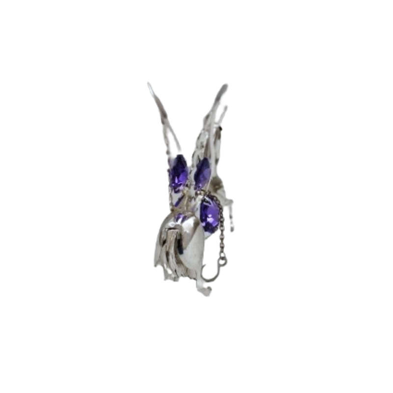 Silver Mythical Unicorn Ornament with Violet Swarovski®