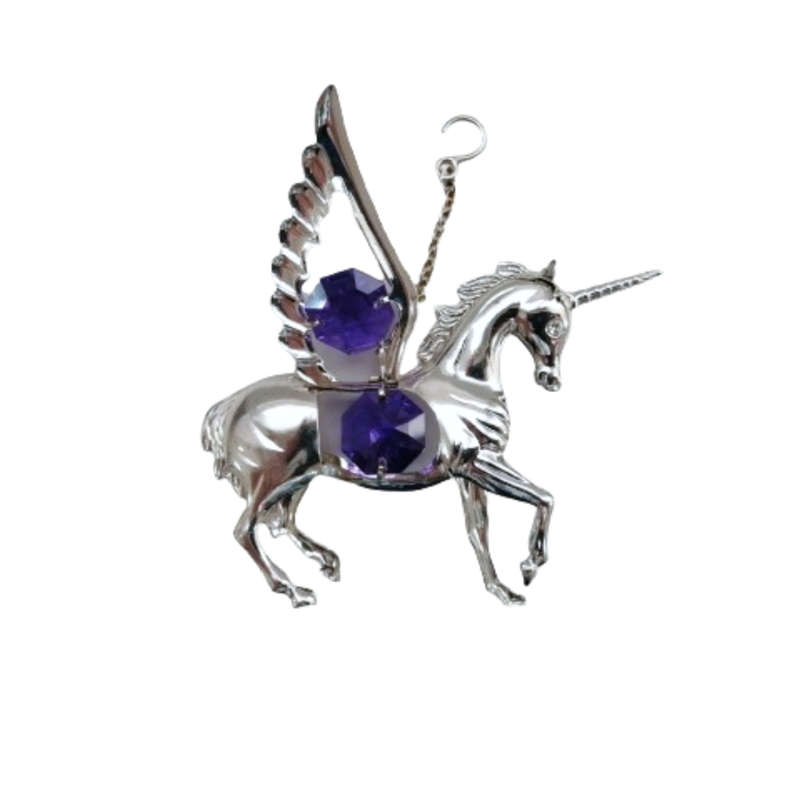 Silver Mythical Unicorn Ornament with Violet Swarovski®