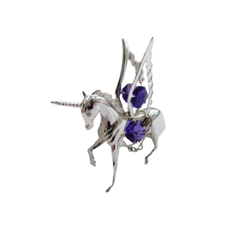 Silver Mythical Unicorn Ornament with Violet Swarovski®