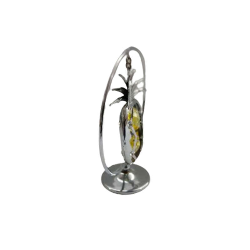 Silver Colored Swinging Pineapple Ornament with Yellow Swarovski®