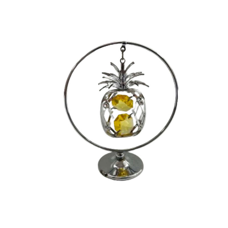 Silver Colored Swinging Pineapple Ornament with Yellow Swarovski®
