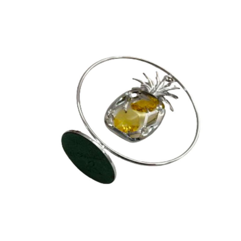 Silver Colored Swinging Pineapple Ornament with Yellow Swarovski®