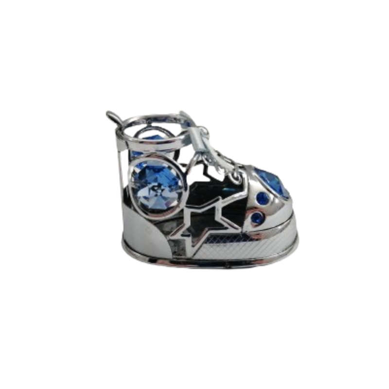 CRYSTOCRAFT Ornament, Baby Bootie for Boy with Blue Bohemian Crystals