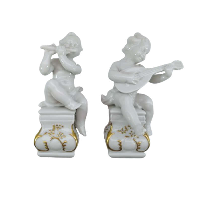 Apel  Bavaria Cherubs two charming putti cherubs playing musical instruments