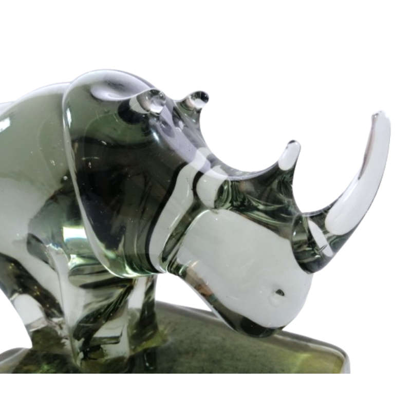 Ngwenya Handmade Huge Rhino Bookend 100% recycled glass