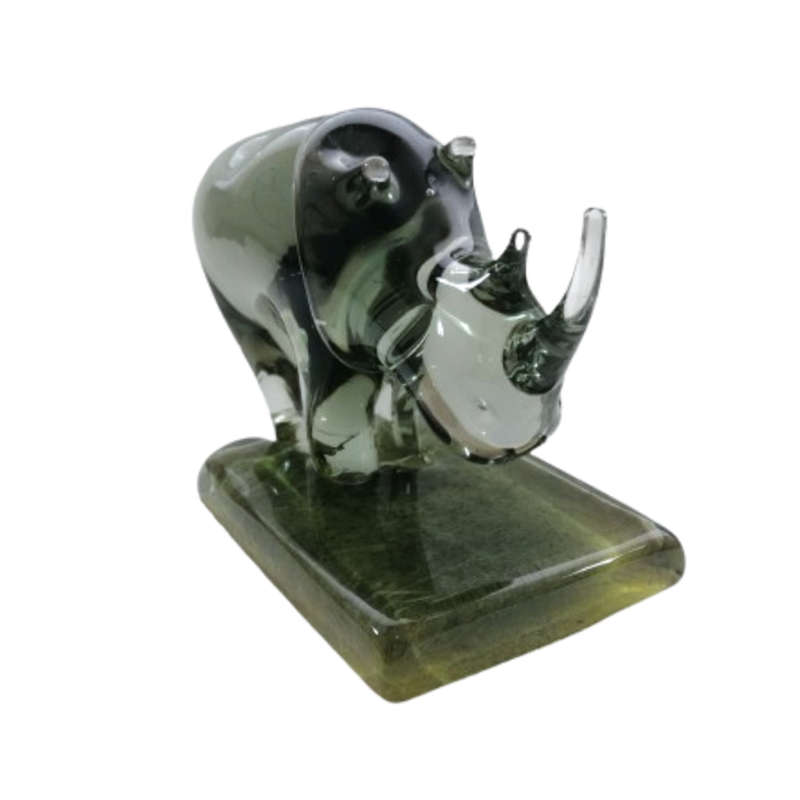 Ngwenya Handmade Huge Rhino Bookend 100% recycled glass