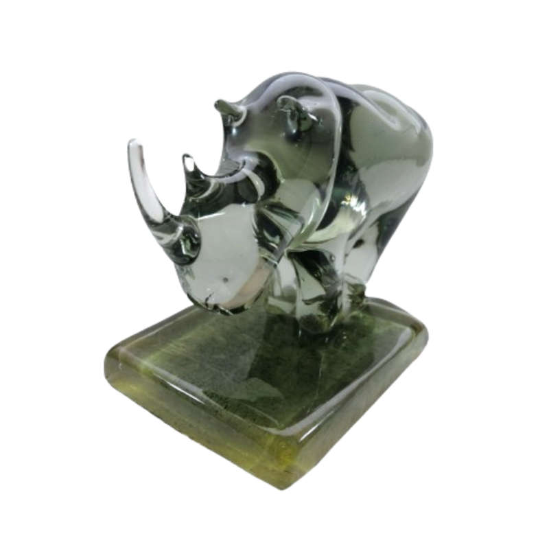Ngwenya Handmade Huge Rhino Bookend 100% recycled glass