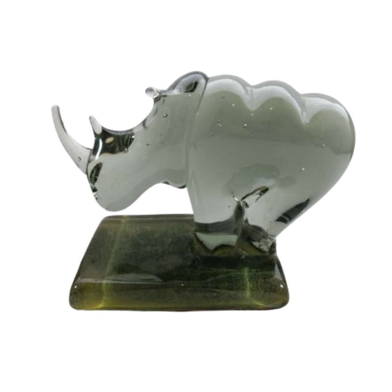 Ngwenya Handmade Huge Rhino Bookend 100% recycled glass