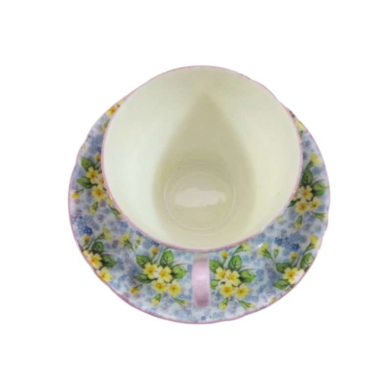 Shelley English Bone China English teacup & saucer set in the `Primrose Chintz` Duo