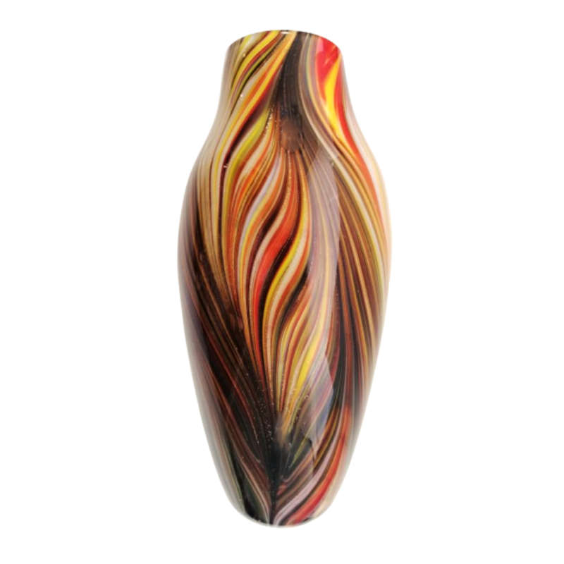 Murano Glass Bright Vibrant multicoloured with gold flakes vase