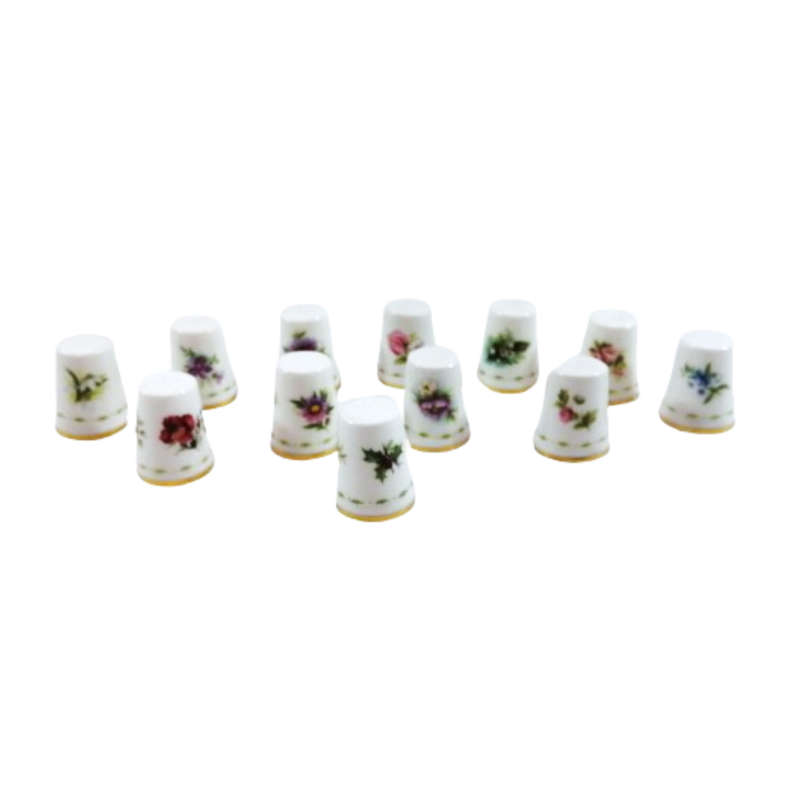 Royal Albert Flower of the Month Full Set Thimbles on Stand Boxed