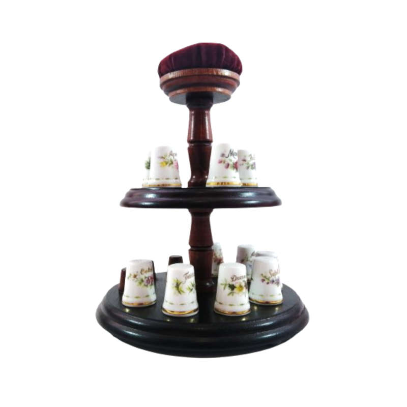 Royal Albert Flower of the Month Full Set Thimbles on Stand Boxed