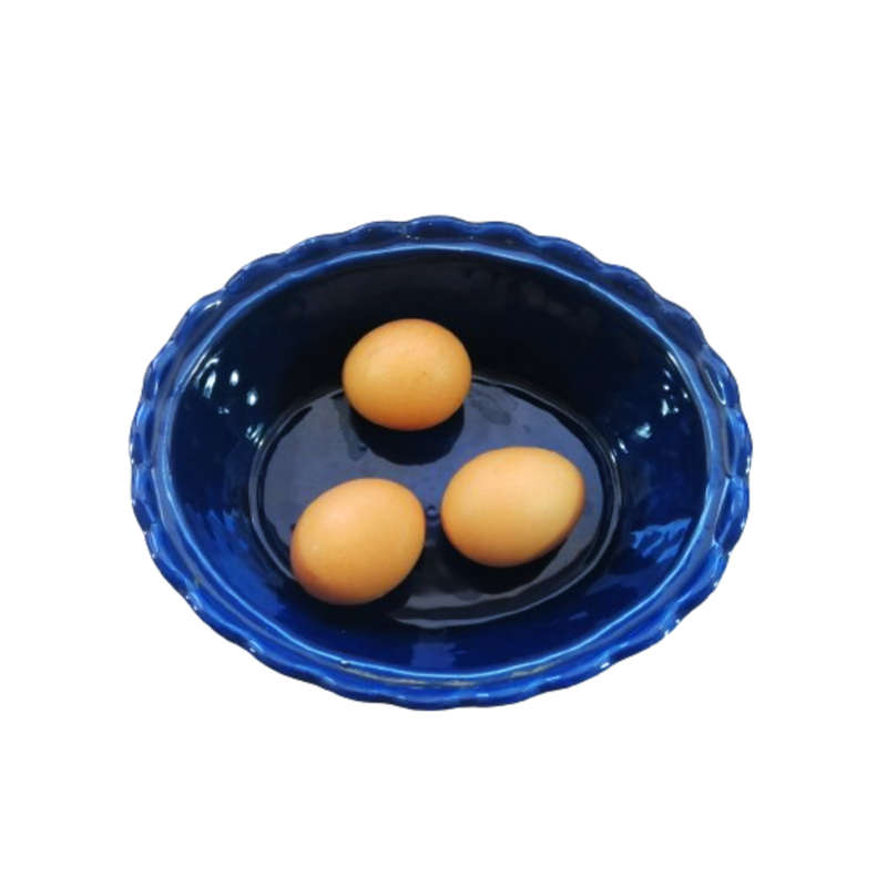 Large Vintage Dark Blue Glazed Chicken / Hen Nest Lidded Dish