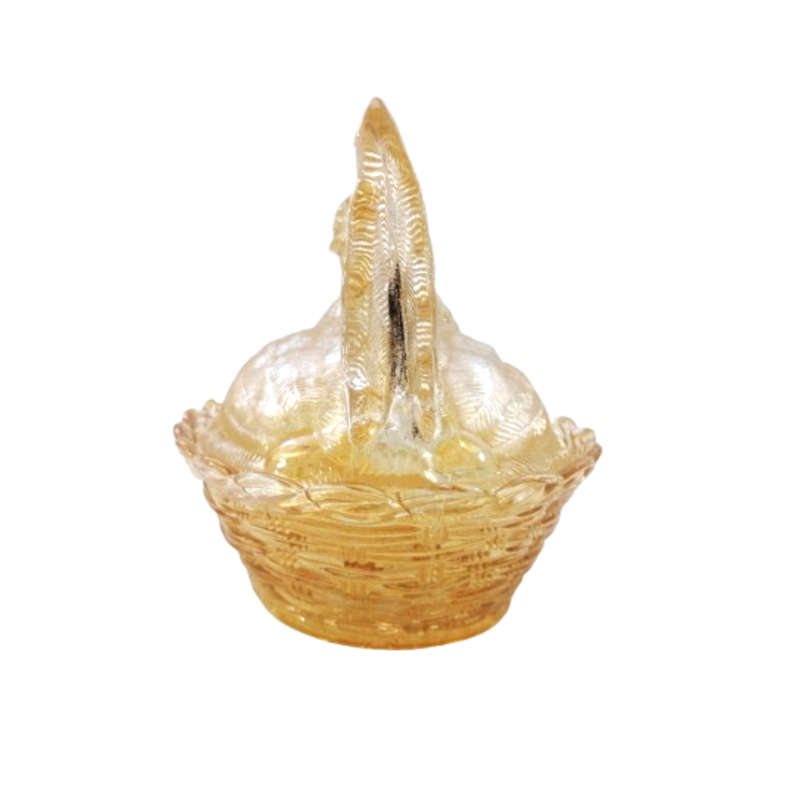 Vintage Dark Amber Pressed Glass Chicken / Hen Nest Lidded Dish