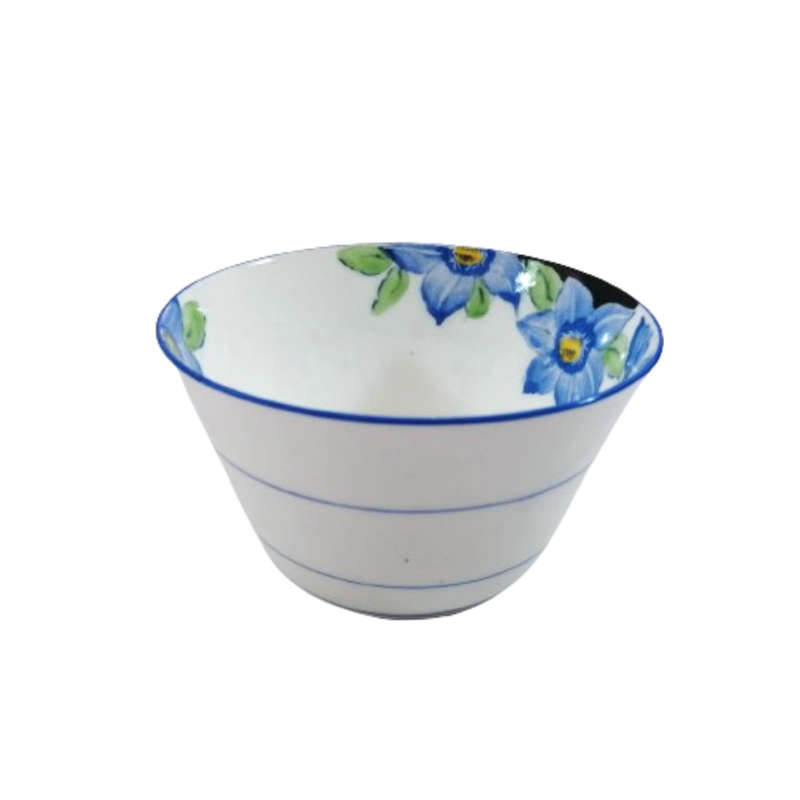 Art Deco Gladstone Blue Flower Open Sugar Bowl
