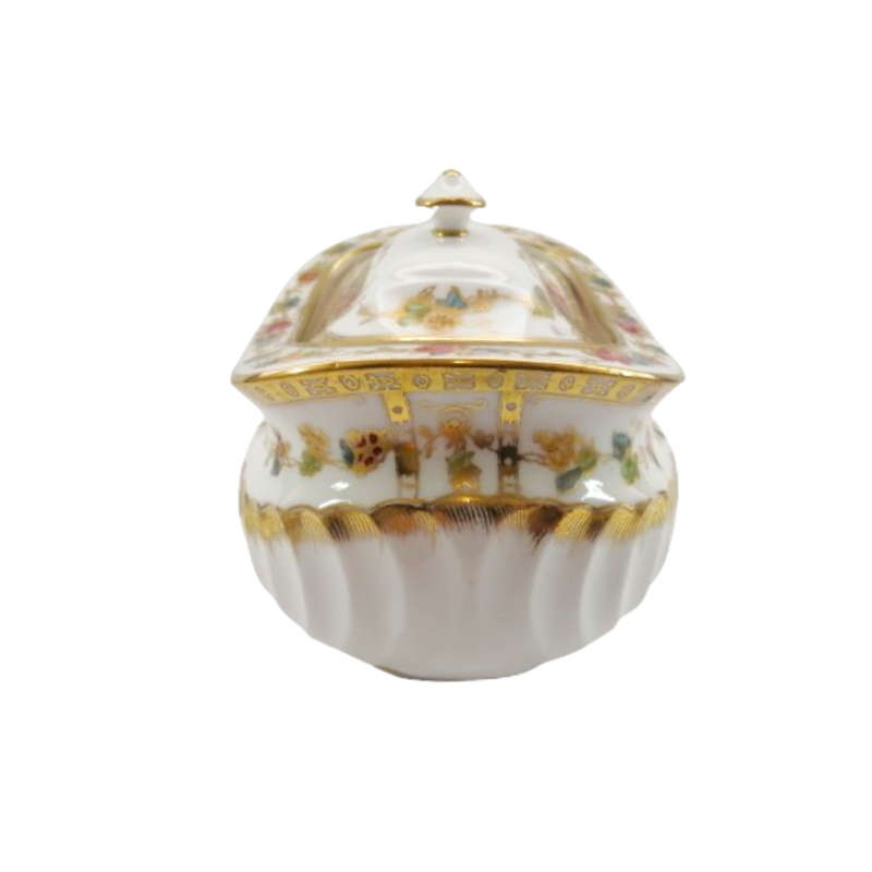 Wedgwood Antique hand painted delicate flowers and gold trim Lidded Dish