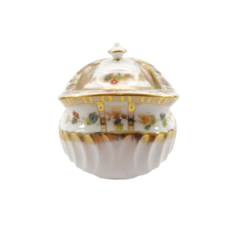 Wedgwood Antique hand painted delicate flowers and gold trim Lidded Dish