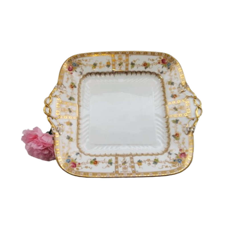 Wedgwood Antique hand painted delicate flowers and gold trim Cake Serving Plate