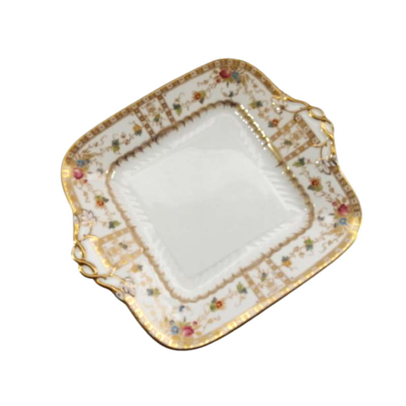 Wedgwood Antique hand painted delicate flowers and gold trim Cake Serving Plate
