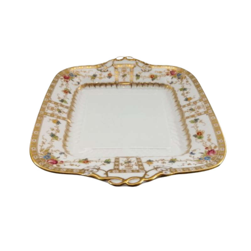Wedgwood Antique hand painted delicate flowers and gold trim Cake Serving Plate
