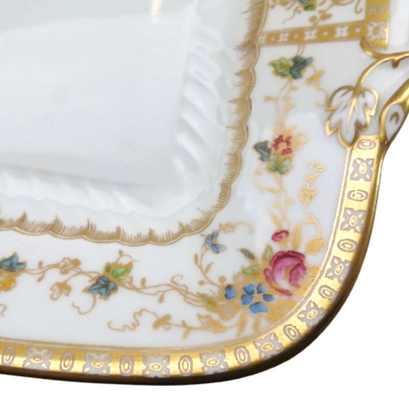 Wedgwood Antique hand painted delicate flowers and gold trim Cake Serving Plate