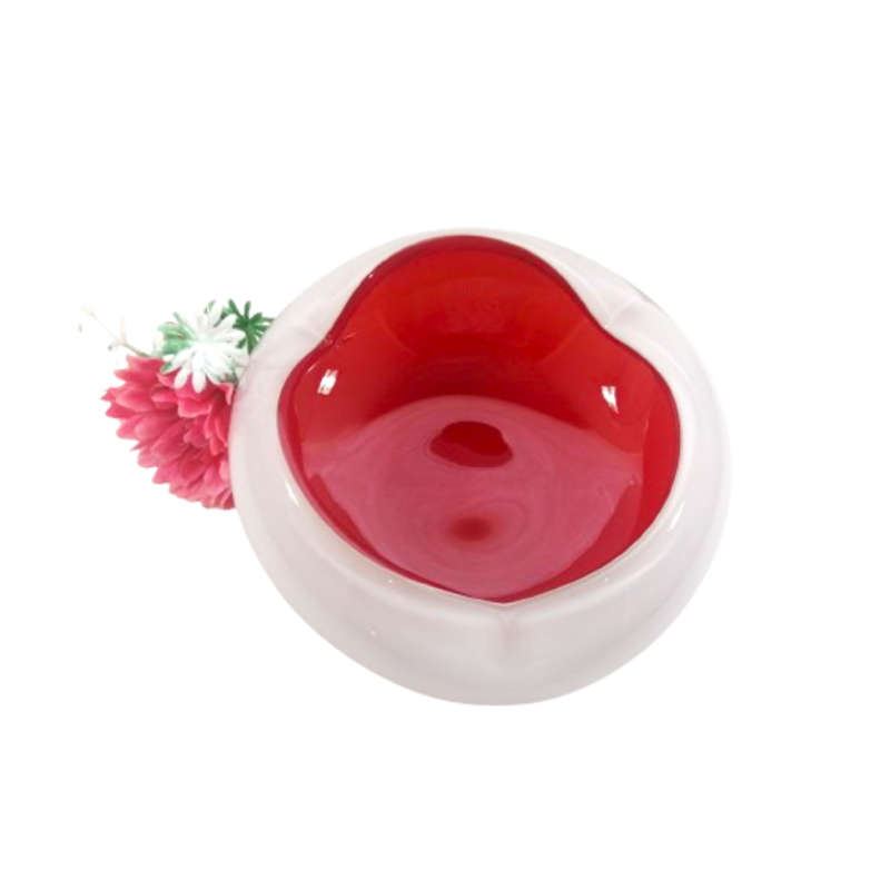 Murano Incamiciato art glass Milk White with bright red