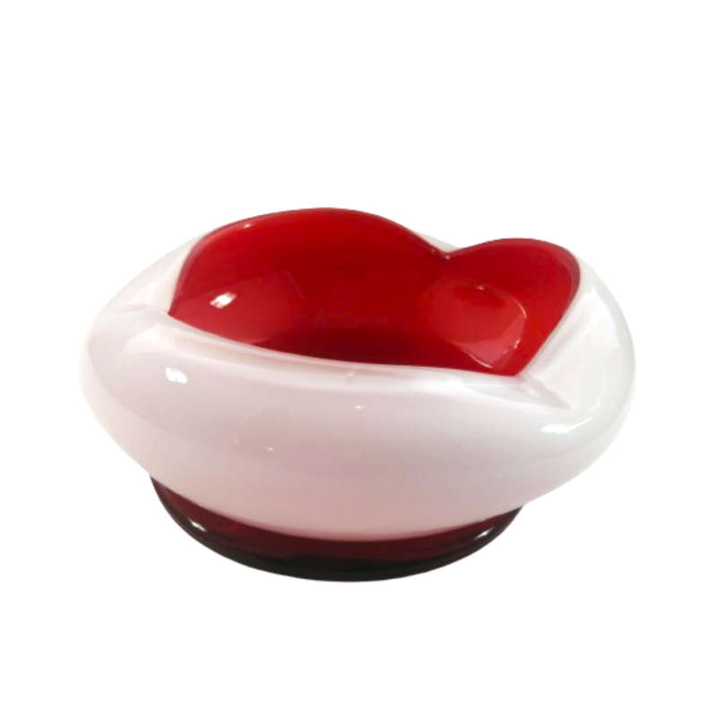 Murano Incamiciato art glass Milk White with bright red