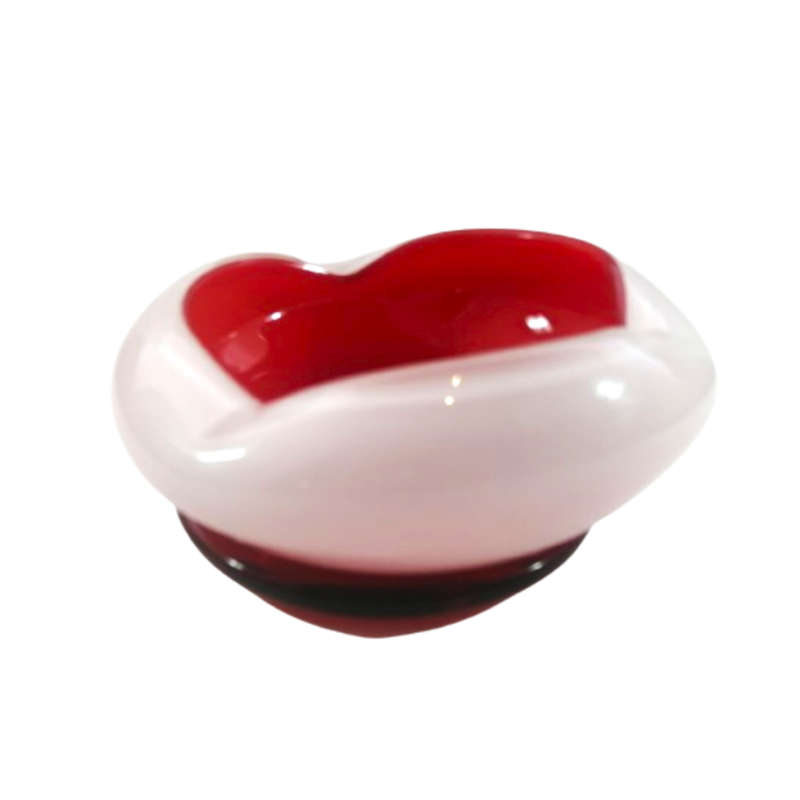 Murano Incamiciato art glass Milk White with bright red
