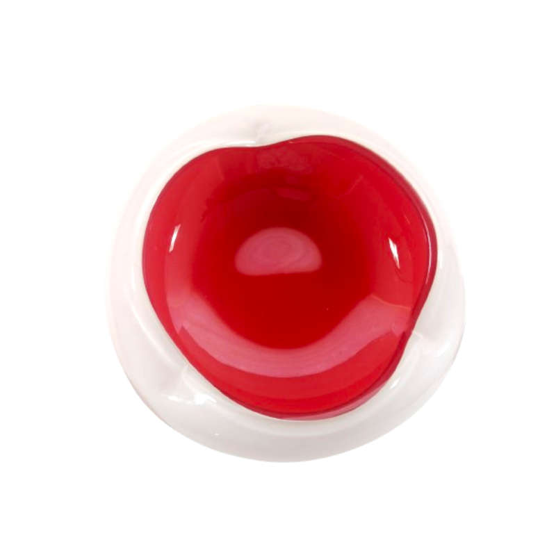 Murano Incamiciato art glass Milk White with bright red