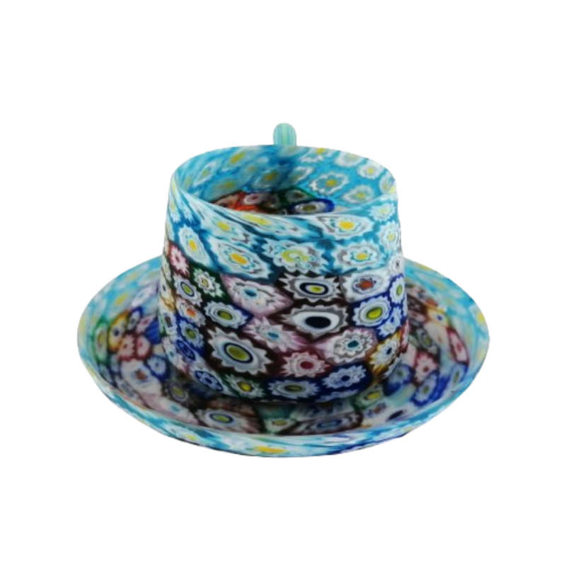 Murano Glass Millefiori Cup and Saucer - Multicolor