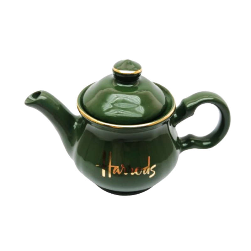 Harrods store England Hunter Green Ceramic small mini Teapot