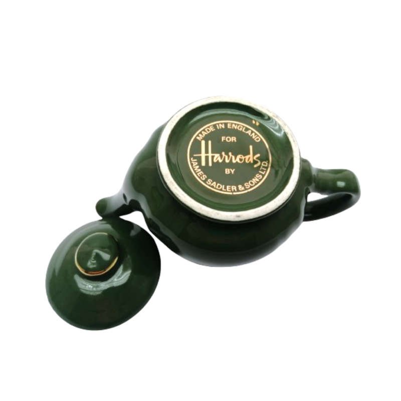 Harrods store England Hunter Green Ceramic small mini Teapot