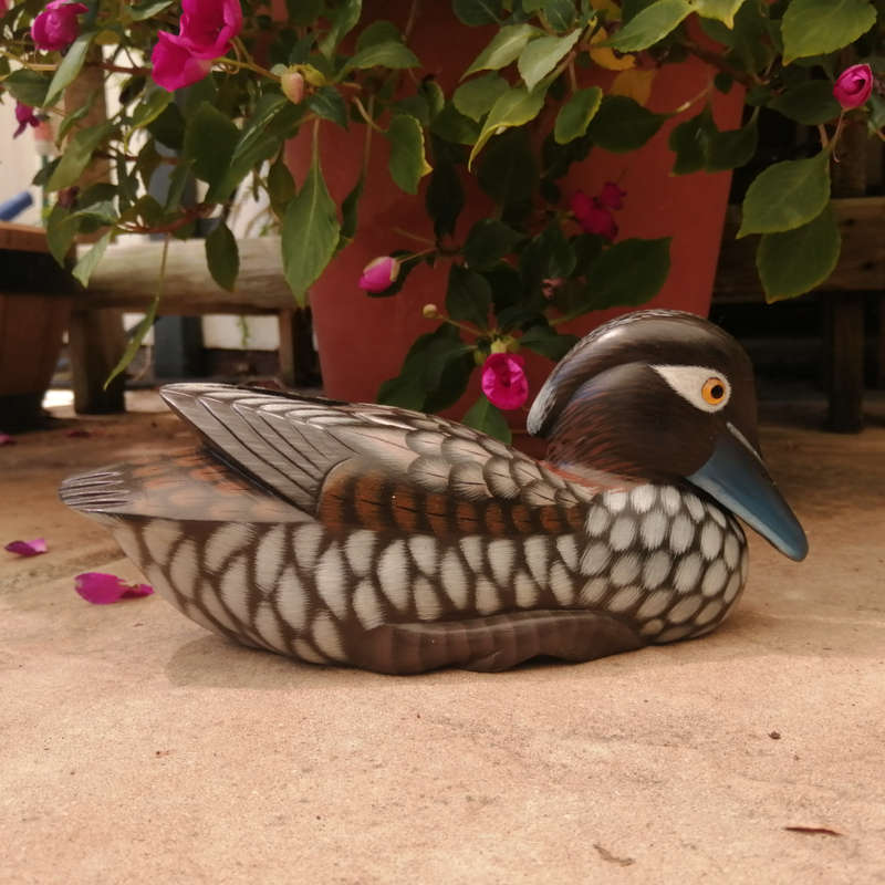 Wooden Hand carved Duck Swimming