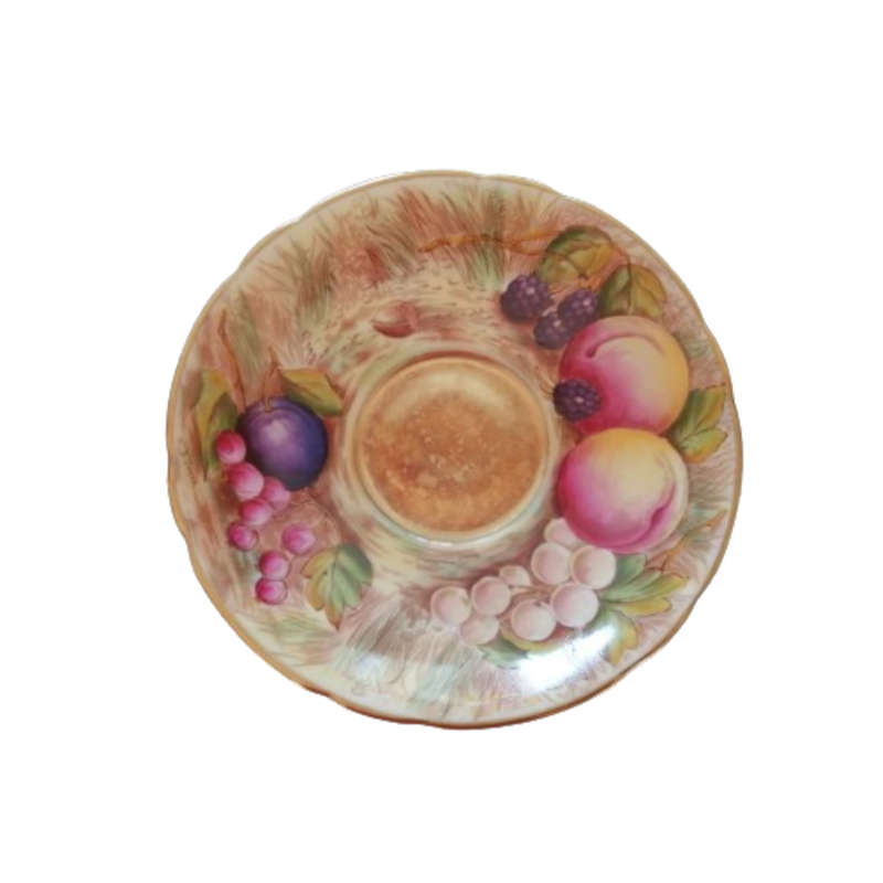Aynsley Hand Painted Orchard Gold Fruit Cup and Saucer . Signed D. Jones.