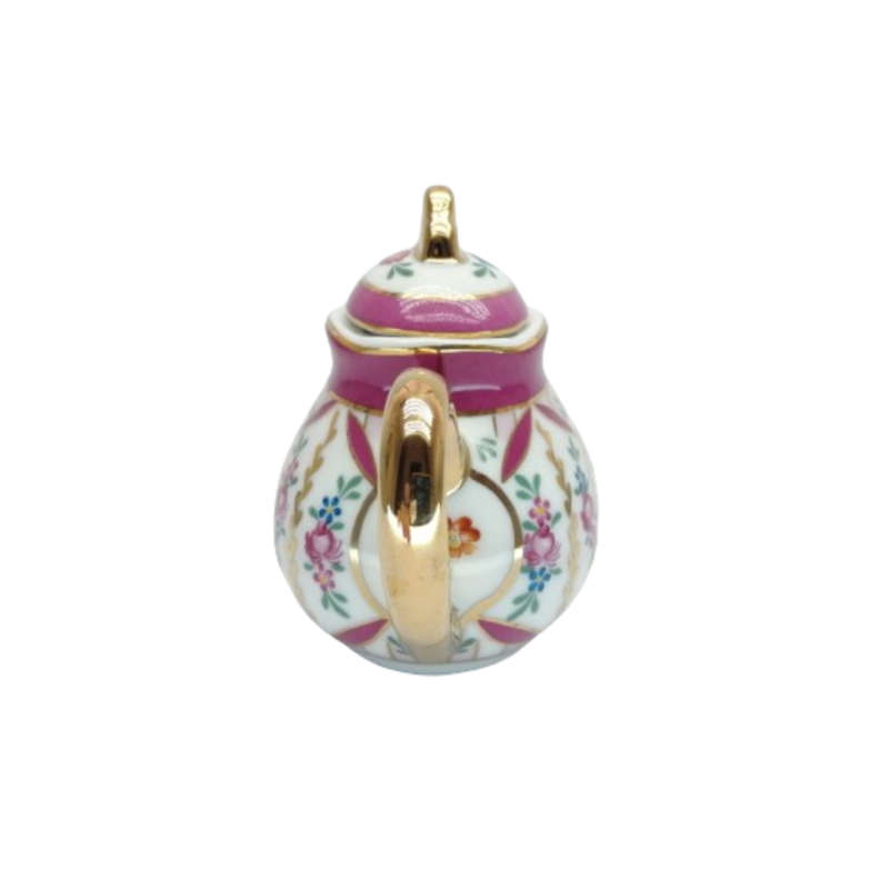 Pretty Miniature Teapot pink and gold detail