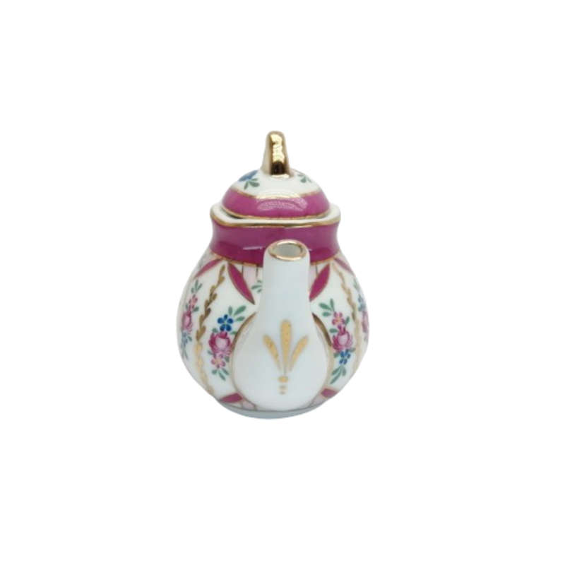 Pretty Miniature Teapot pink and gold detail